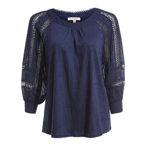 NWT Skies Are Blue Crochet Lace Trim Knit Top